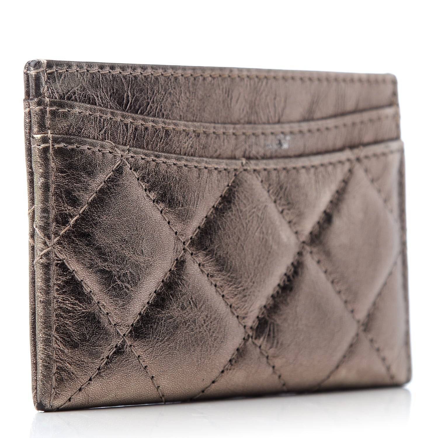 Chanel Metallic Aged Calfskin Quilted Reissue Card Holder Bronze 3 of 11