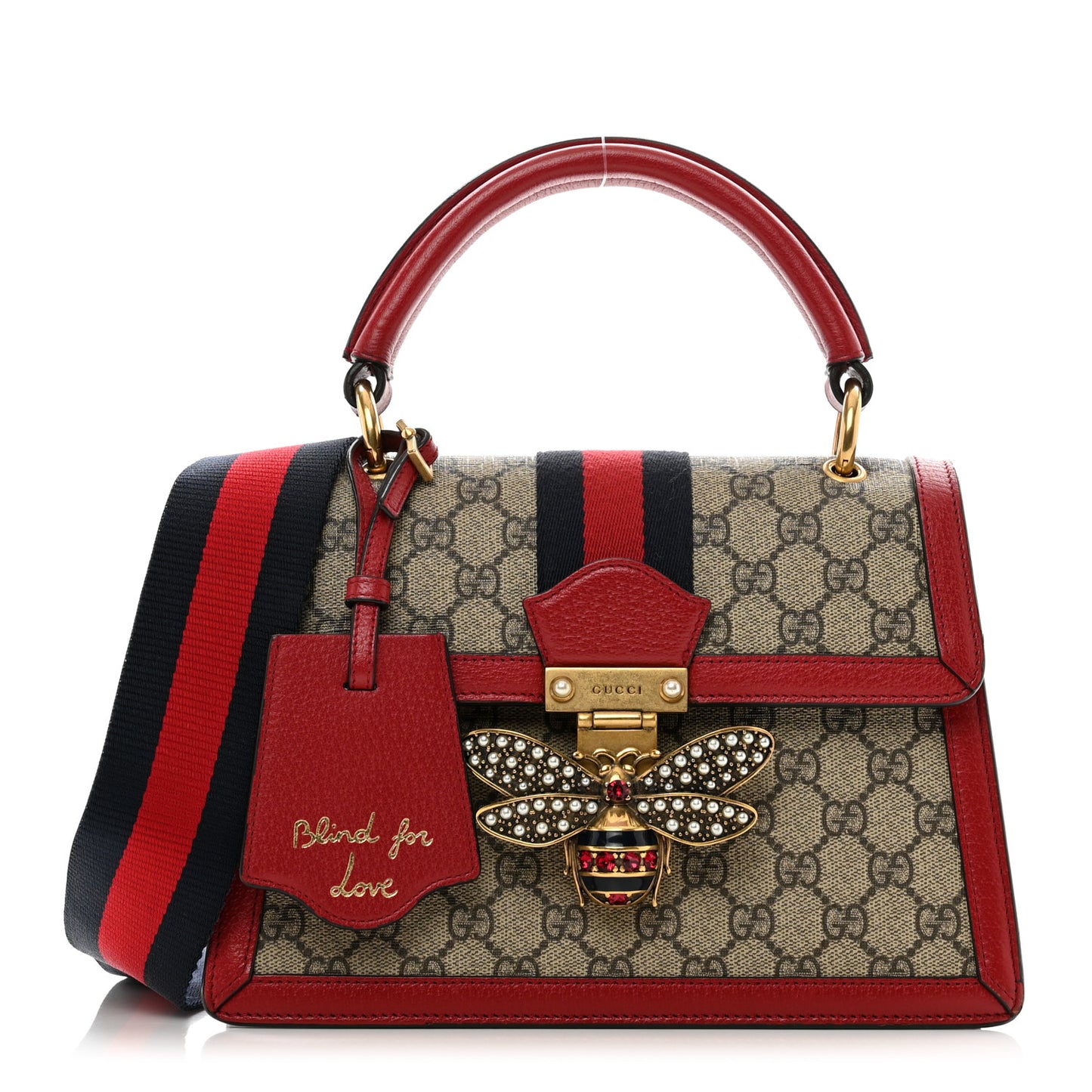 GG Supreme Monogram Small Queen Margaret Top Handle Bag Red