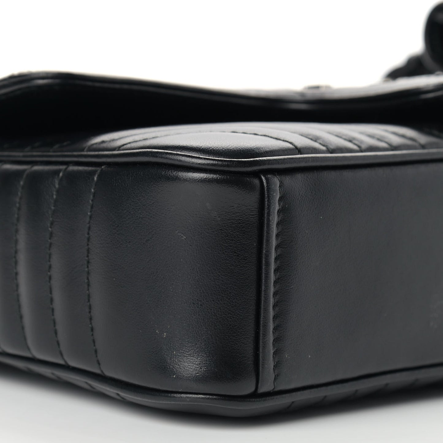Soft Calfskin Impunture Diagramme Medium Chain Flap Shoulder Bag Black