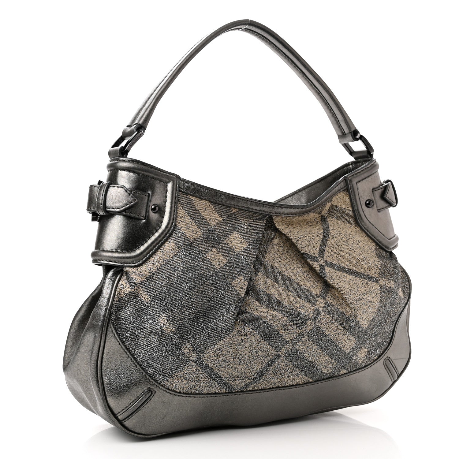 Burberry Shimmer Check Medium Fairby Hobo Pewter 3 of 10