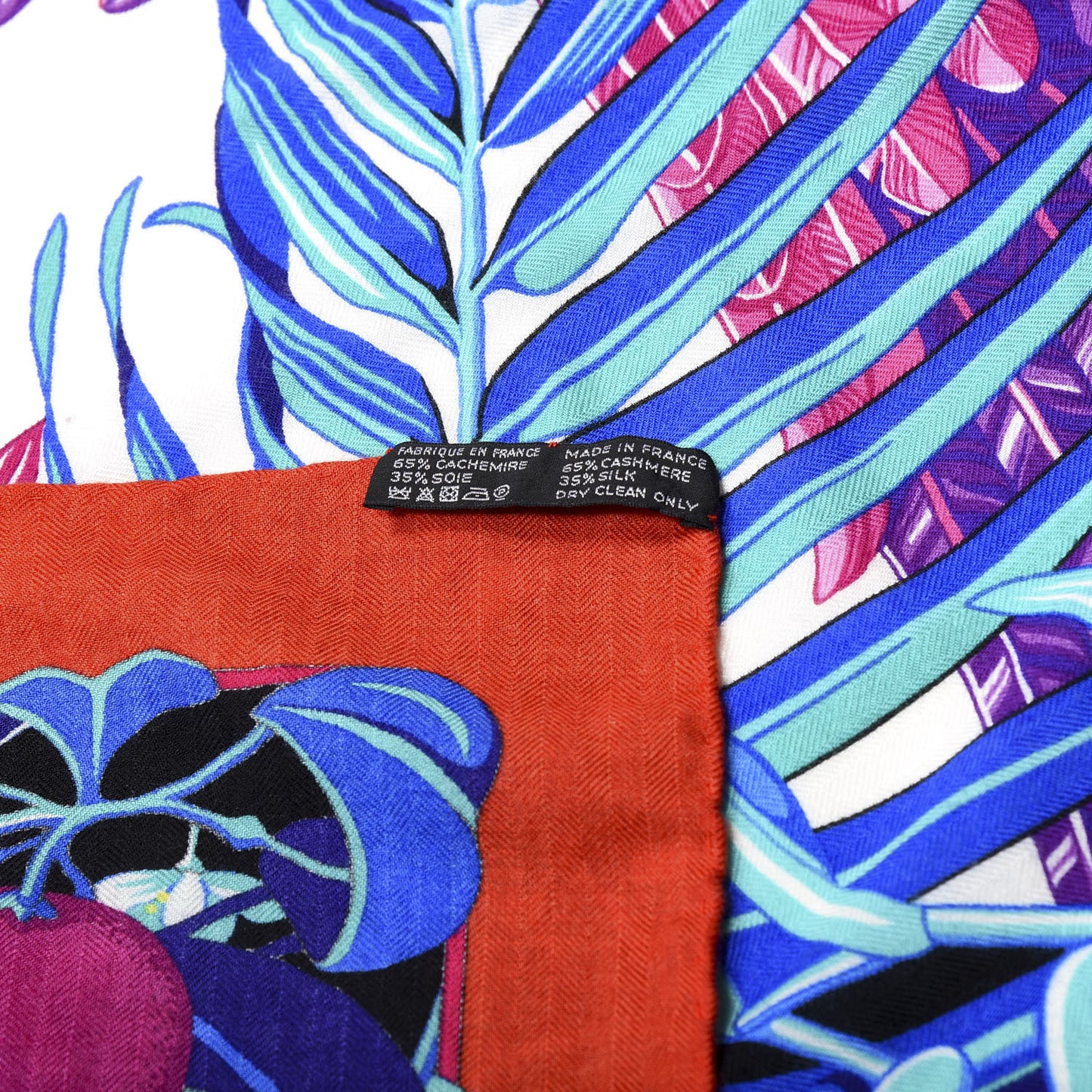 Cashmere Silk Flamingo Party Shawl 140 Rouge Vif Blanc Bleu
