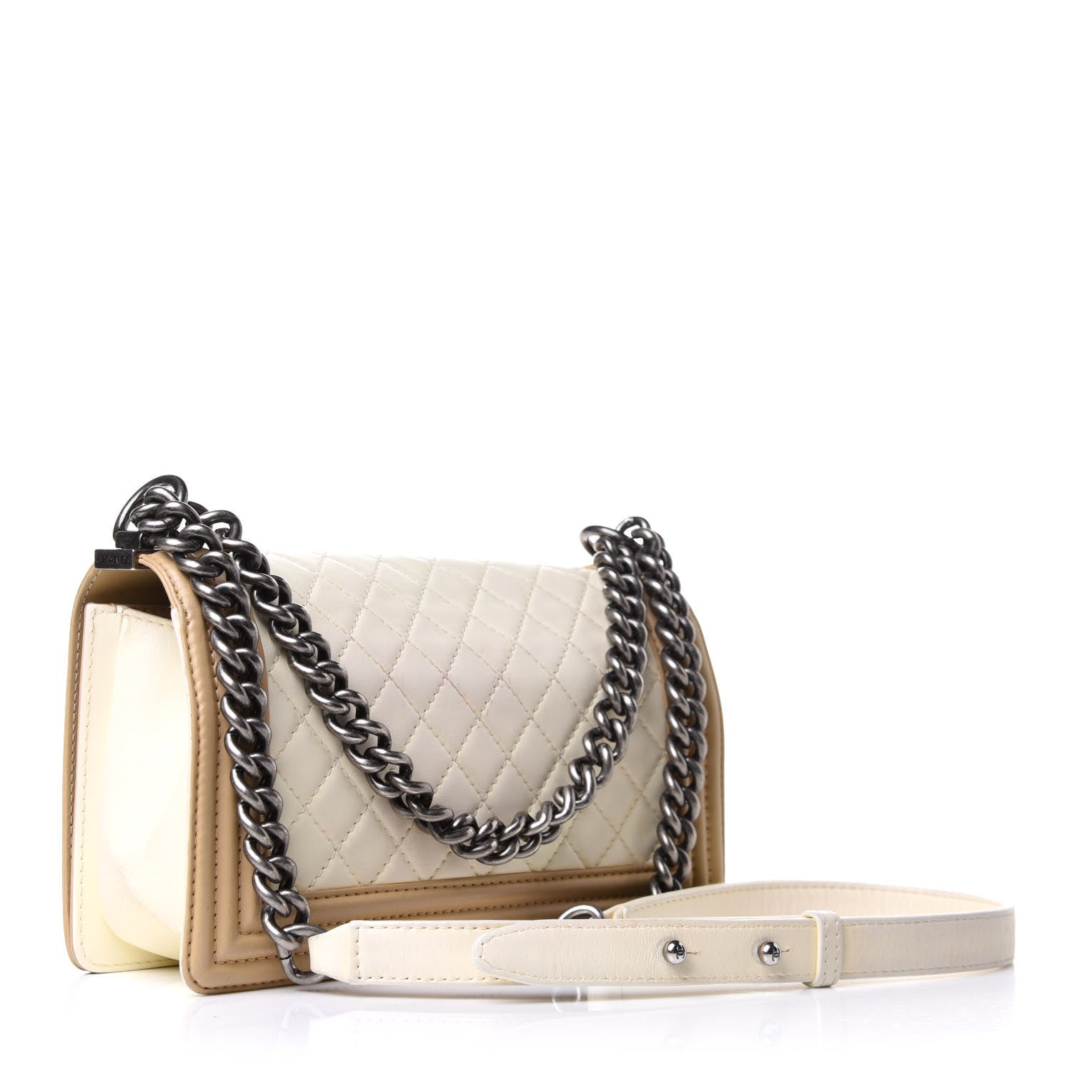 Chanel Lambskin Quilted Medium Boy Flap Ivory Havana Beige 2 of 9