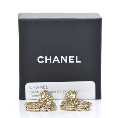 Chanel Crystal CC Drop Logo Earrings Gold 5 of 5