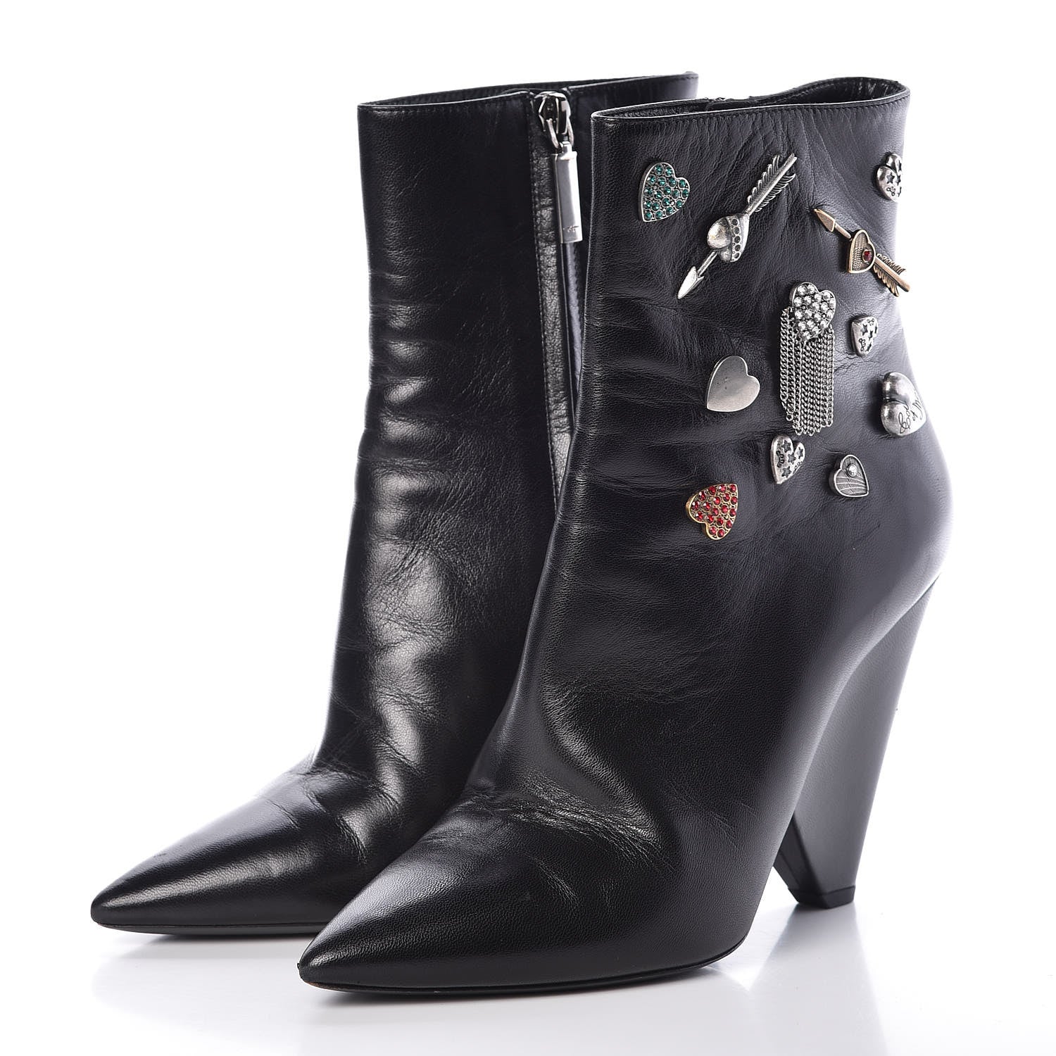 Saint Laurent Calfskin Niki Charm Boots 40 Black 3 of 9