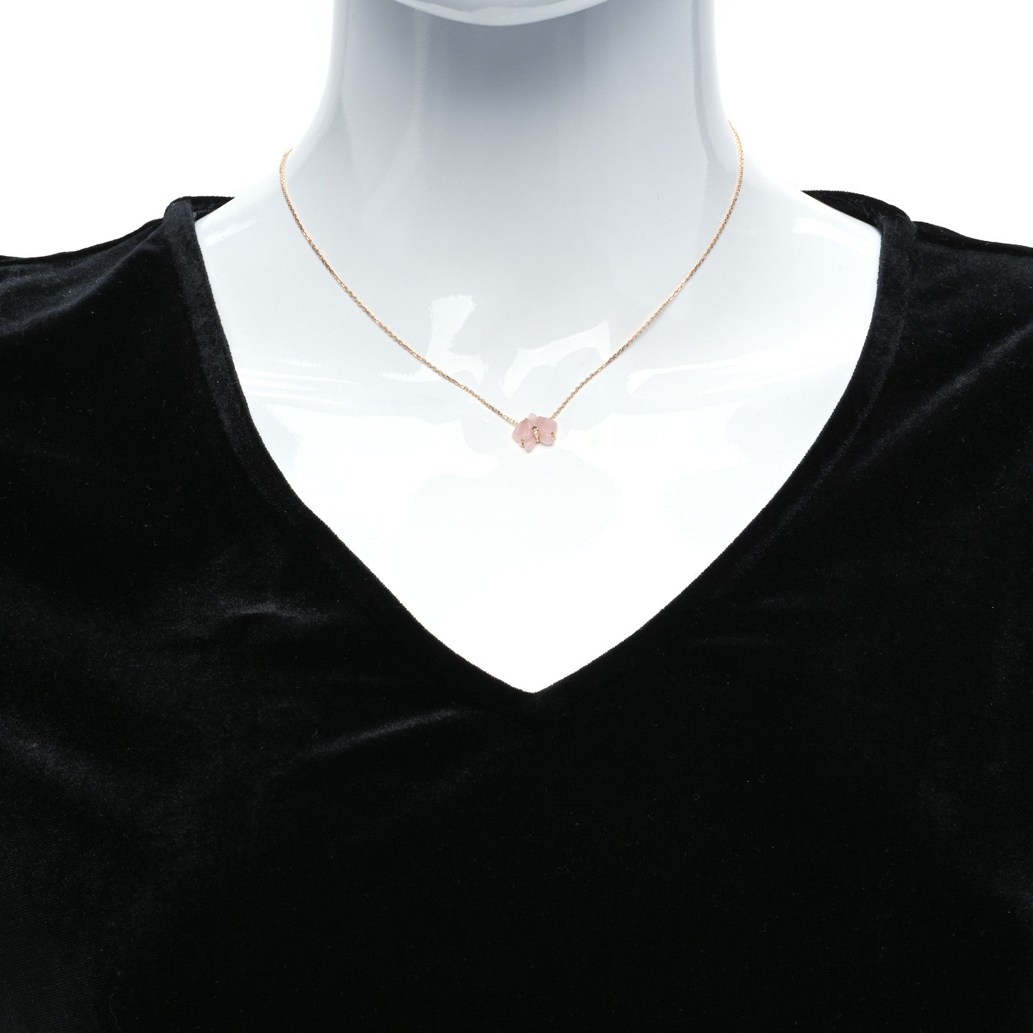 Cartier 18K Pink Gold Rose Quartz Diamond Caresse D'Orchidees Par Cartier Pendant Necklace 2 of 5