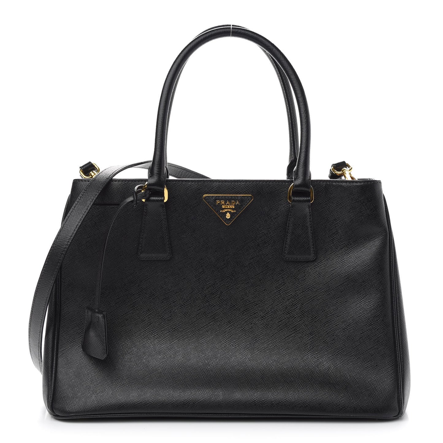 Saffiano Medium Galleria Double Zip Tote Black