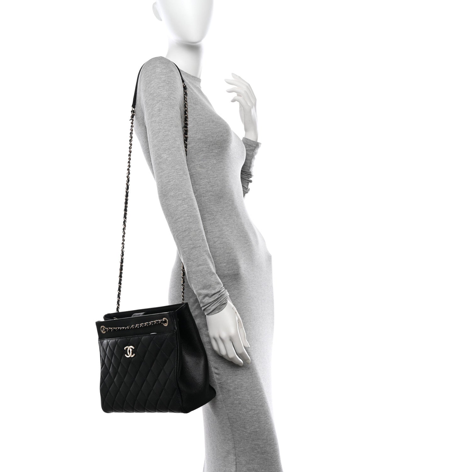 Chanel Caviar Quilted In Out Flap Shopping Tote Black 2 of 13