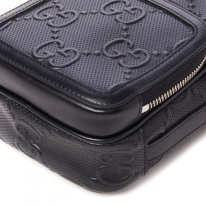 Gucci Calfskin GG Tennis Embossed Mini Double Zip Messenger Bag Black 4 of 8