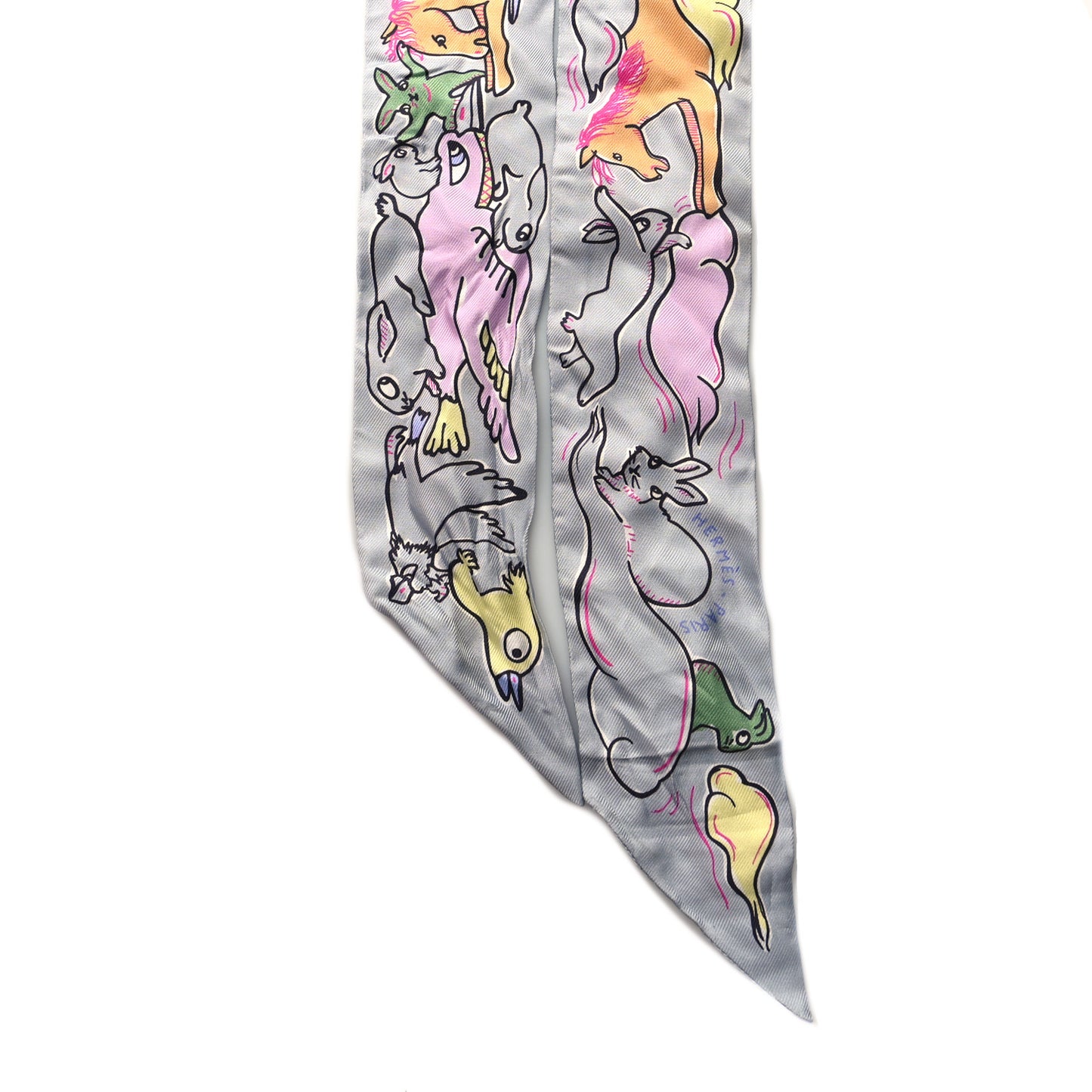 Silk Mille Et Un Lapins Twilly Gris Perle Rose Jaune