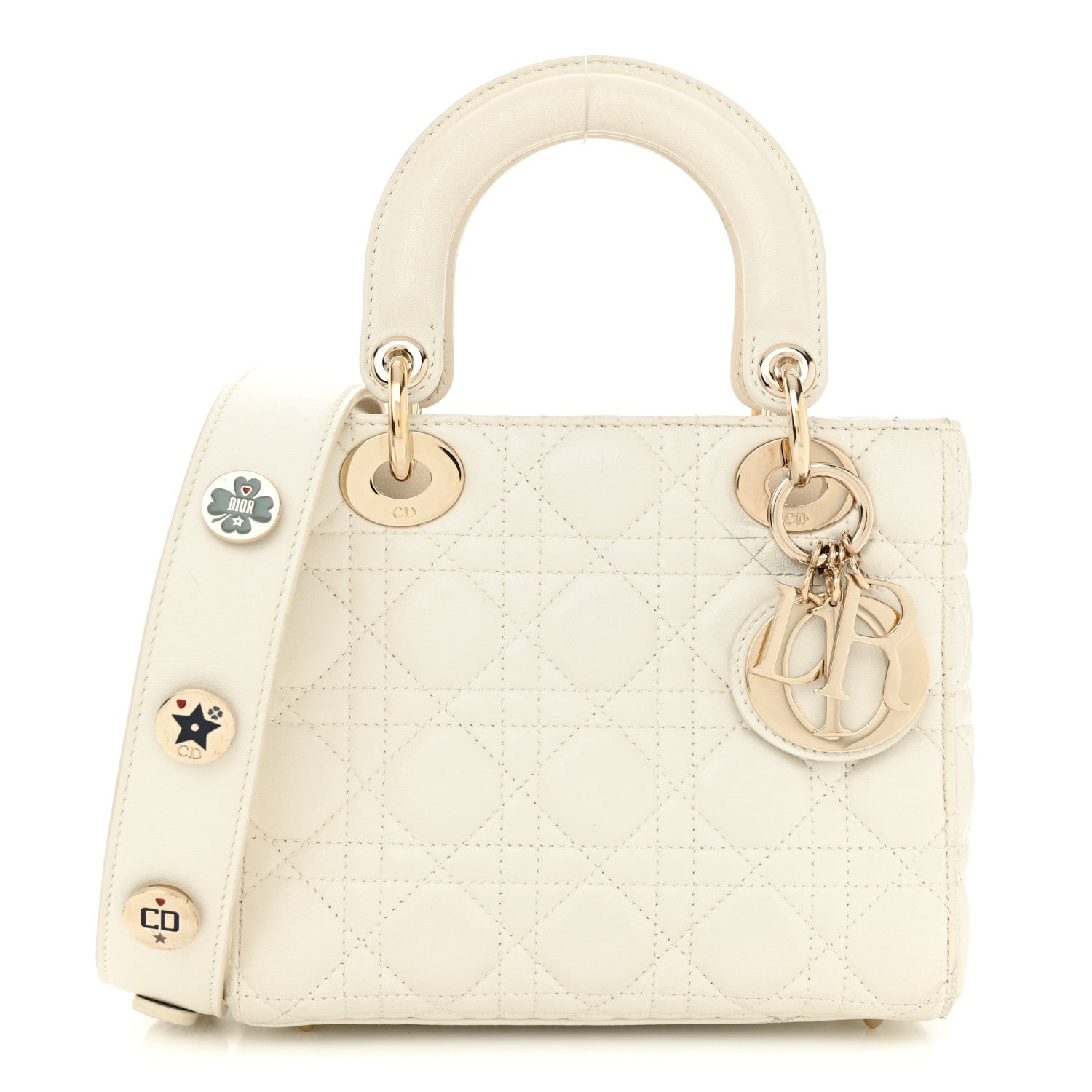 Christian Dior Lambskin Cannage Small Lucky Badges My Lady Dior White 1 of 17