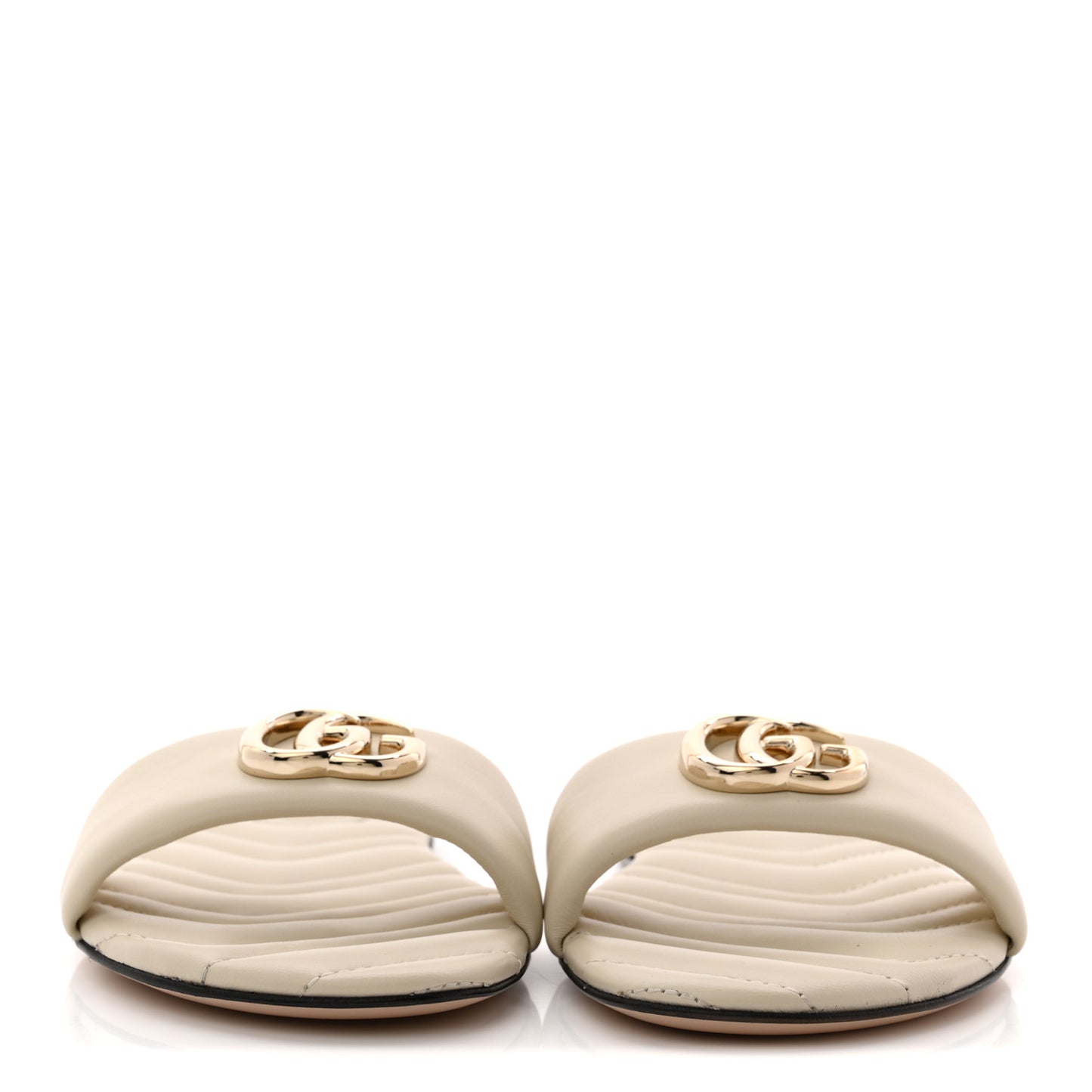 Nappa Matelasse GG Marmont Flat Slide Sandals 38.5 New Ivoire