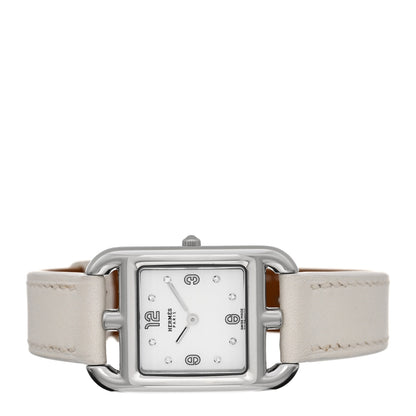 Hermes Stainless Steel Swift Diamond Mother of Pearl 23mm Cape Cod Quartz Watch Blanc 2 of 4