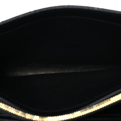 Saint Laurent Grain De Poudre Mixed Matelasse Triquilt Monogram Chain Wallet Black 6 of 10