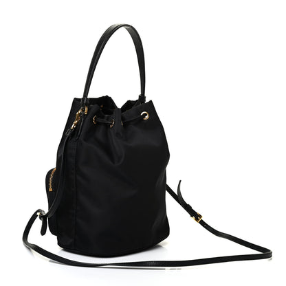 Prada Saffiano Tessuto Nylon Mini Bucket Crossbody Bag Black 2 of 4