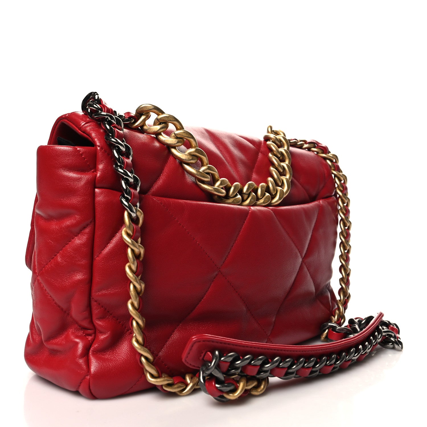 Chanel Goatskin Quilted Large Chanel 19 Flap Red 3 of 10