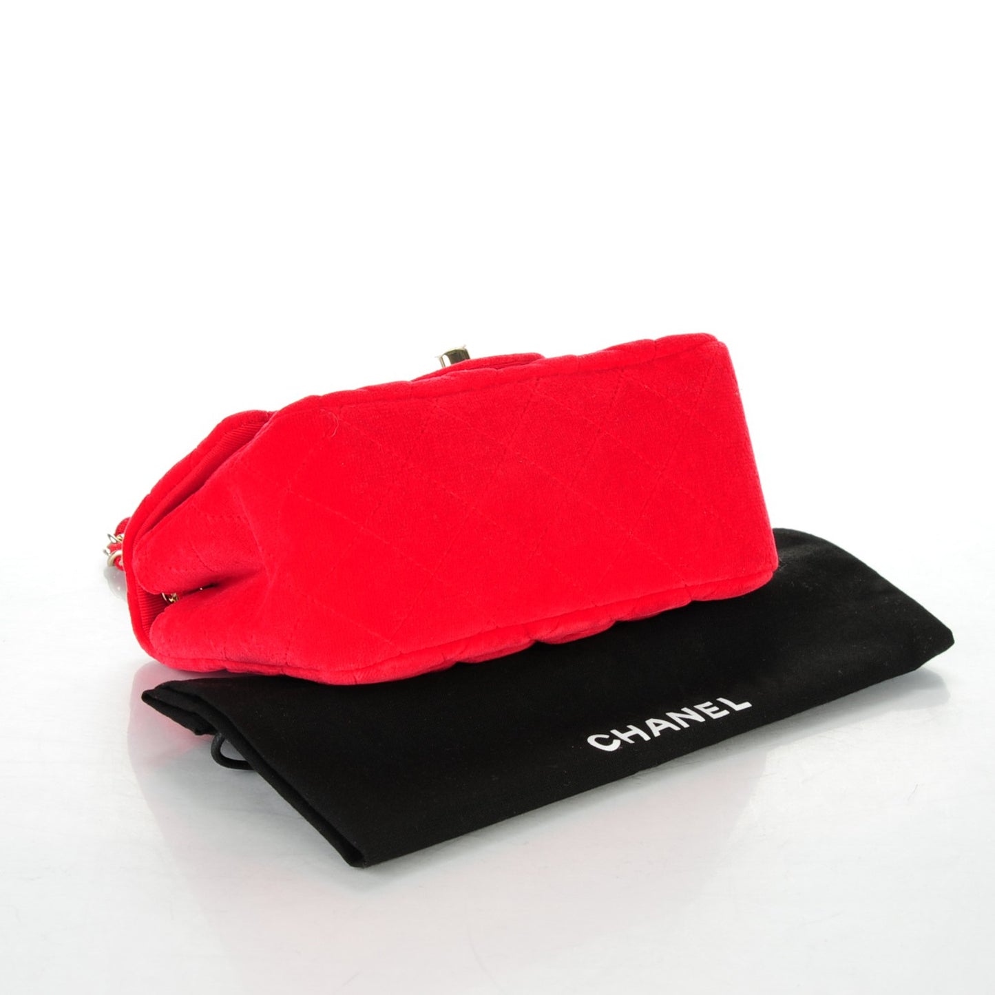 Velvet Quilted Mini Square Flap Red
