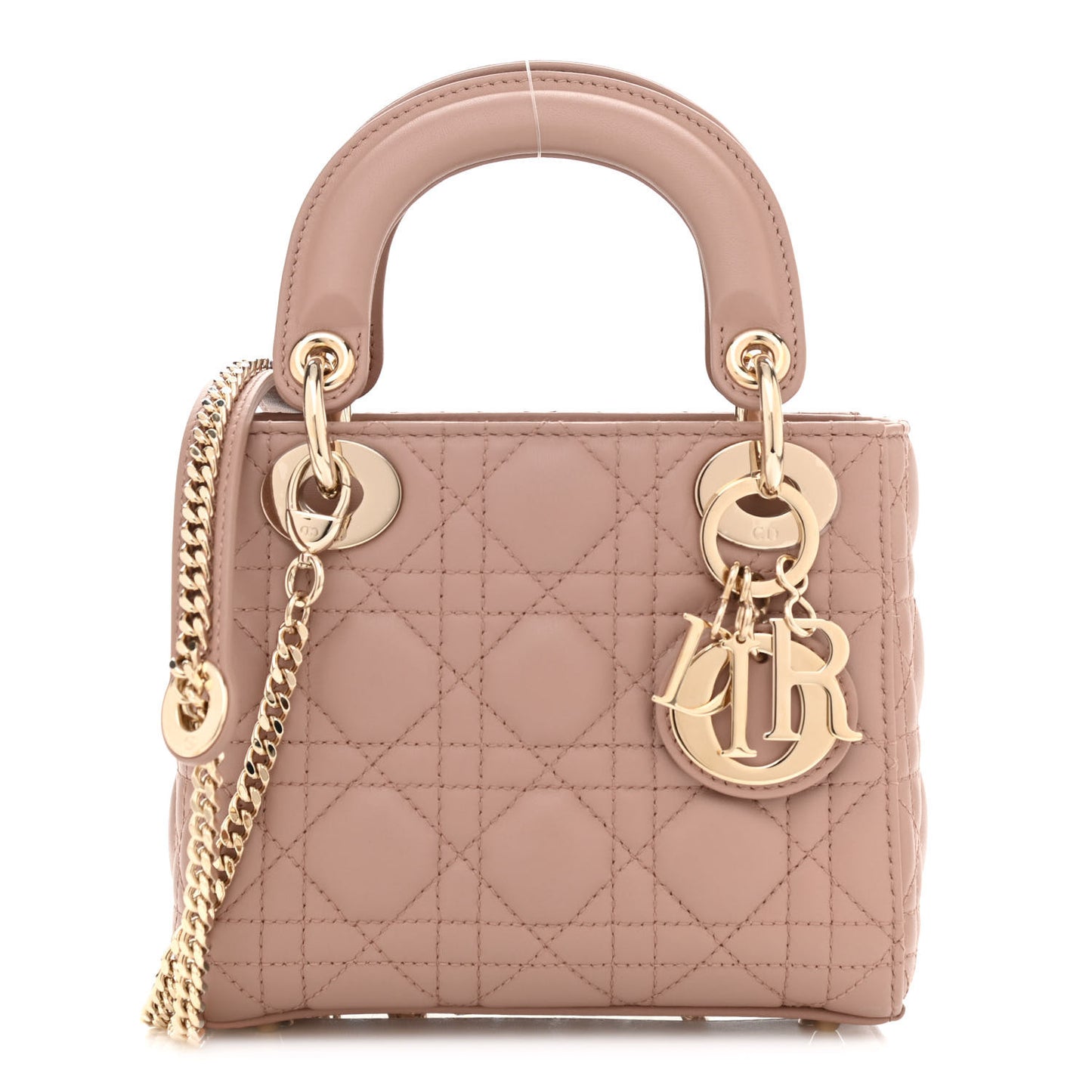 Lambskin Cannage Mini Lady Dior Rose De Vents