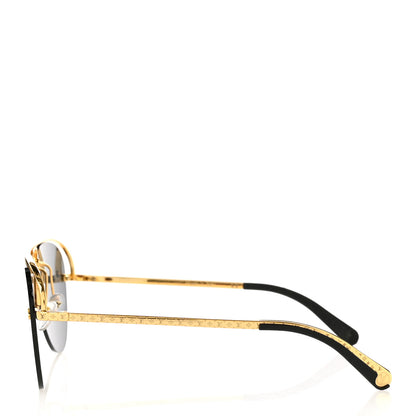 Louis Vuitton Metal Monogram Grease Sunglasses Z1172W Gold 3 of 8