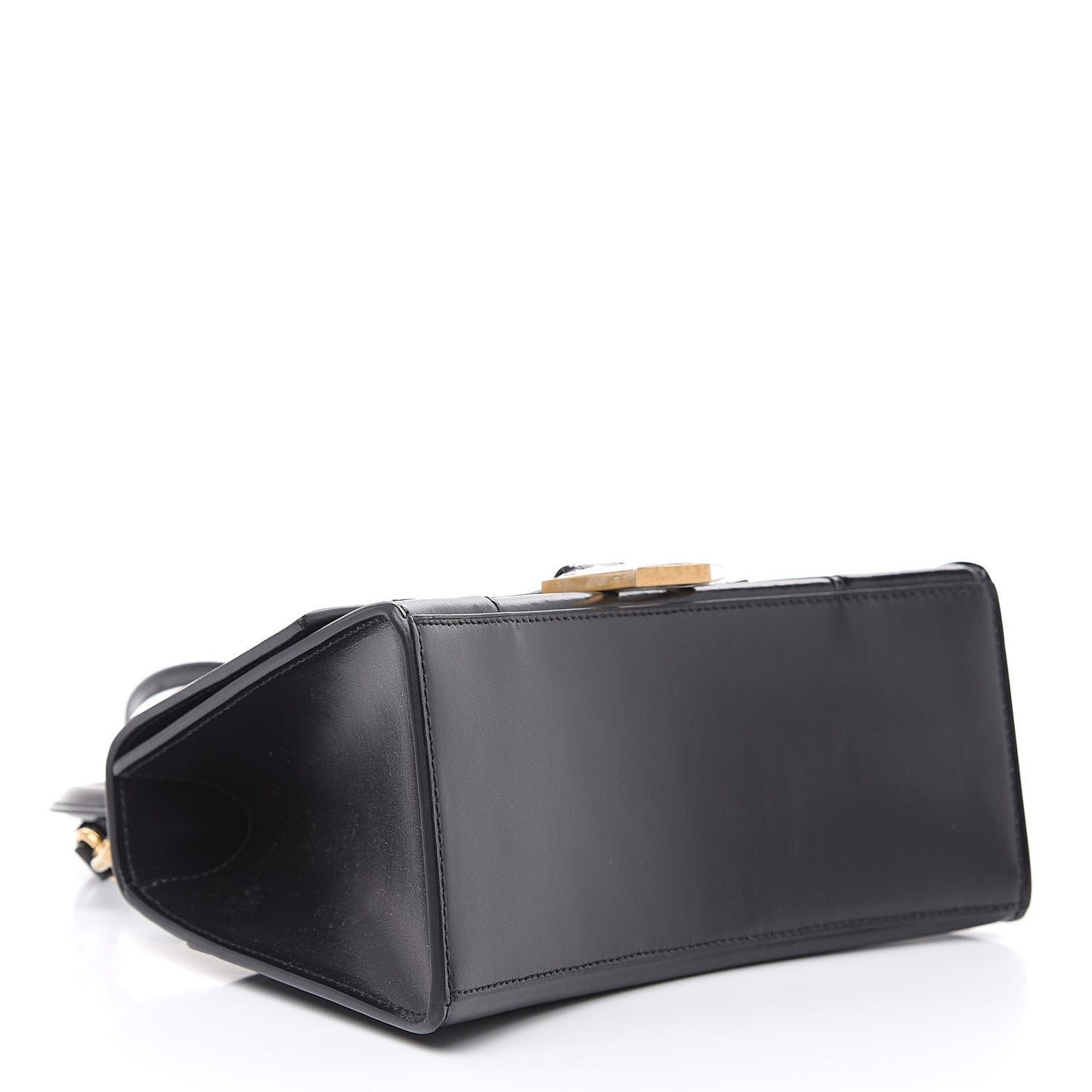 Shiny Box Calfskin Small Hourglass Top Handle Bag Black