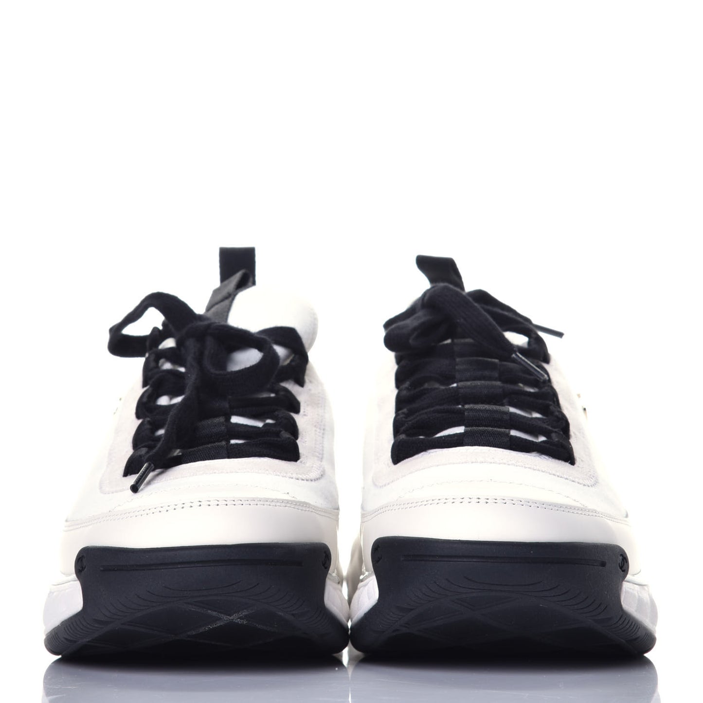 Velvet Calfskin Mixed Fibers CC Sneakers 40.5 Ivory Black