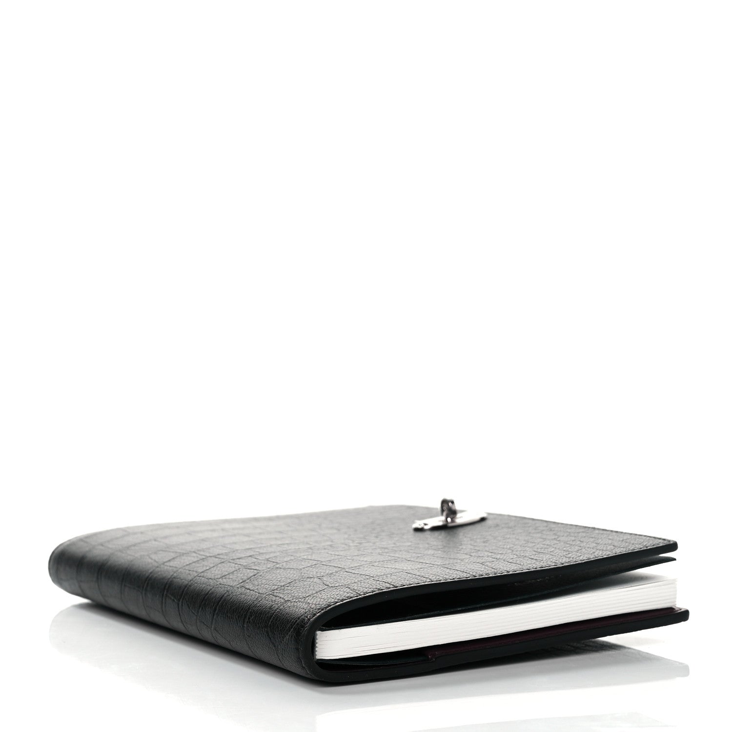 Mulberry Calfskin Crocodile Embossed Postman's Lock Agenda Black 3 of 9