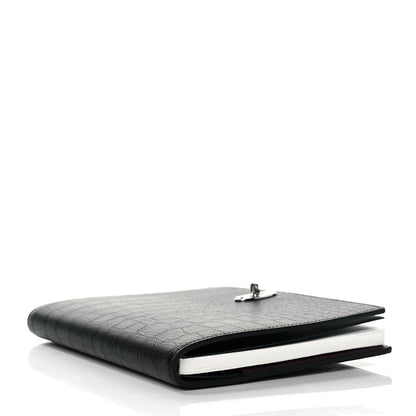 Mulberry Calfskin Crocodile Embossed Postman's Lock Agenda Black 3 of 9