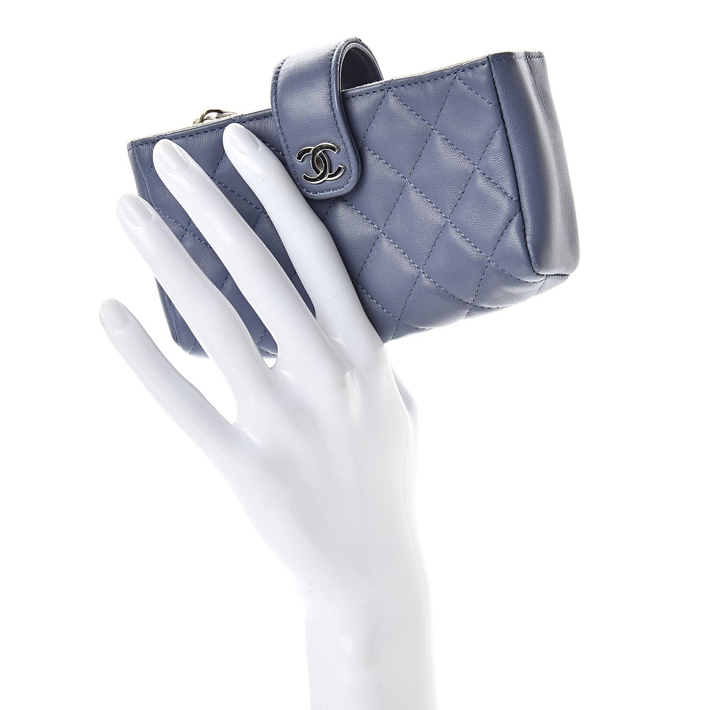 Lambskin Quilted Mini Phone Holder Clutch Lavender