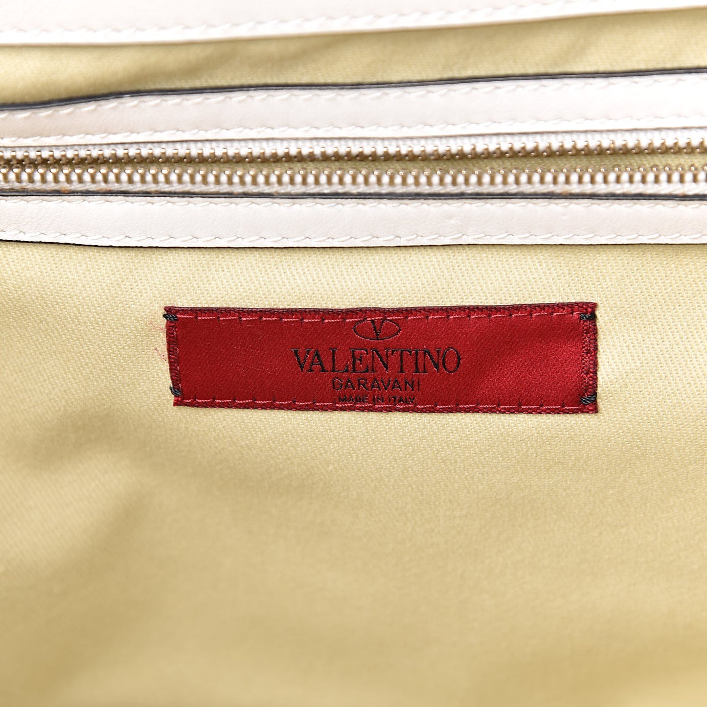 Vitello Rockstud Single Handle Flap Tote White