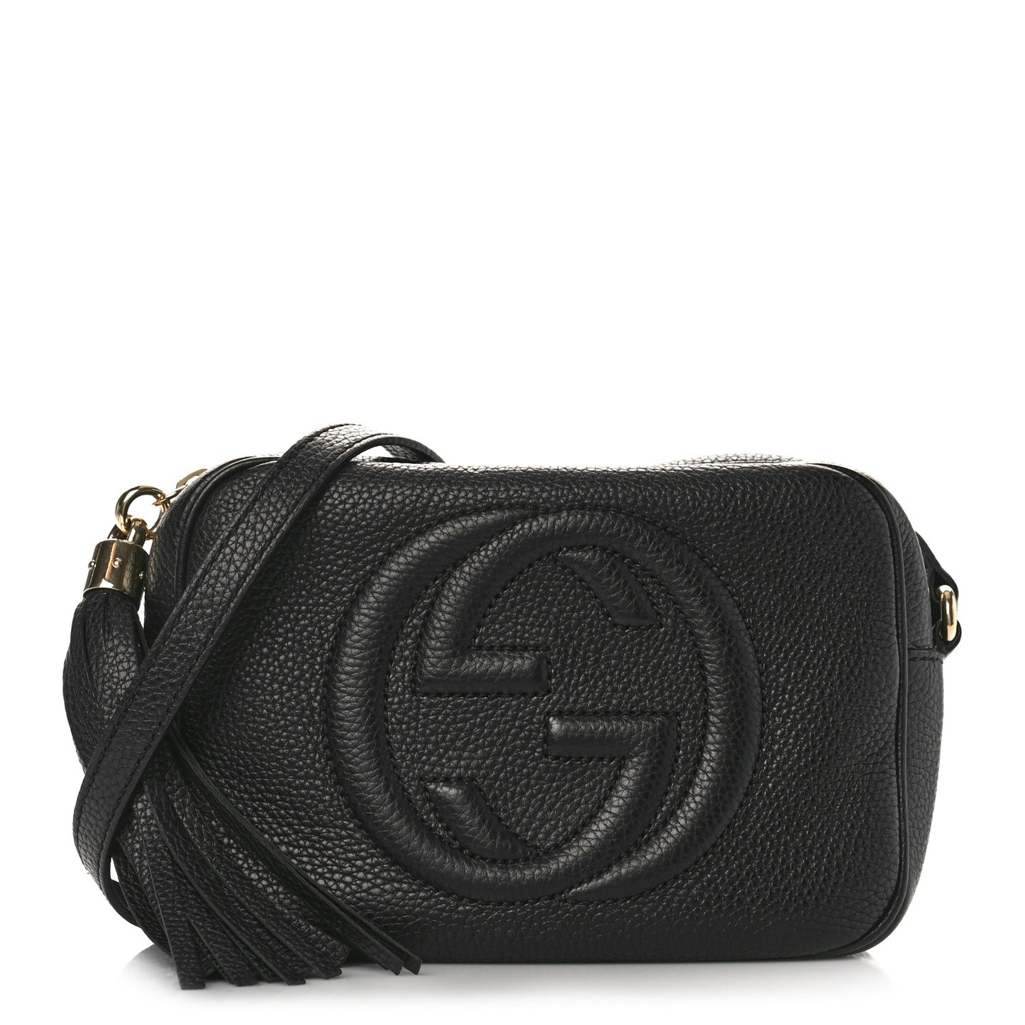 Pebbled Calfskin Small Soho Disco Bag Black