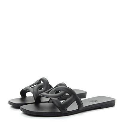 Hermes Rubber Aloha Sandals 38 Black 3 of 10