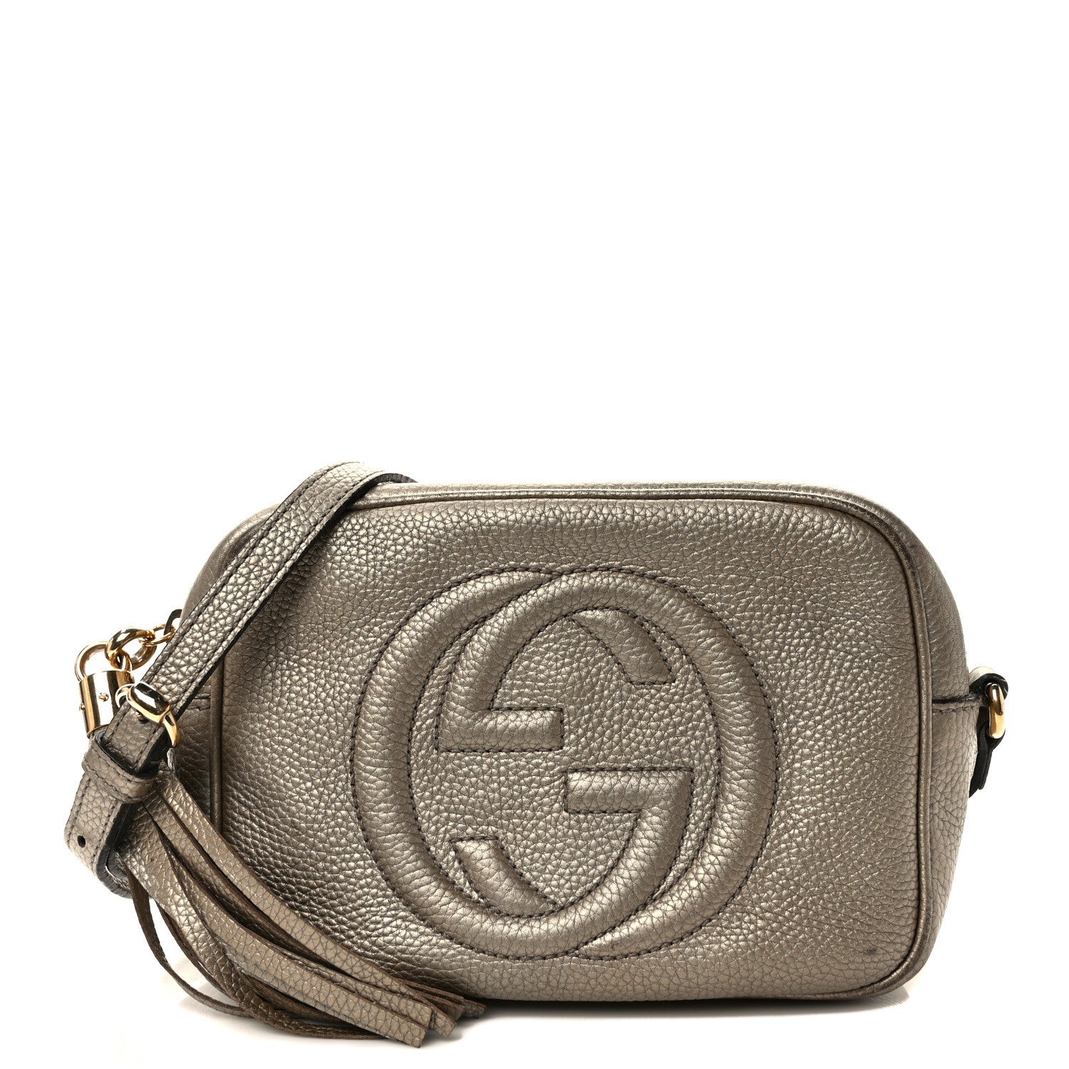 Gucci Metallic Pebbled Calfskin Small Soho Disco Bag Golden Beige 1 of 10
