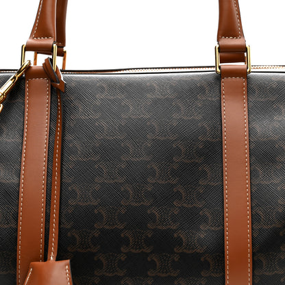 Celine Triomphe Canvas Calfskin Large Boston Bag Tan 8 of 10