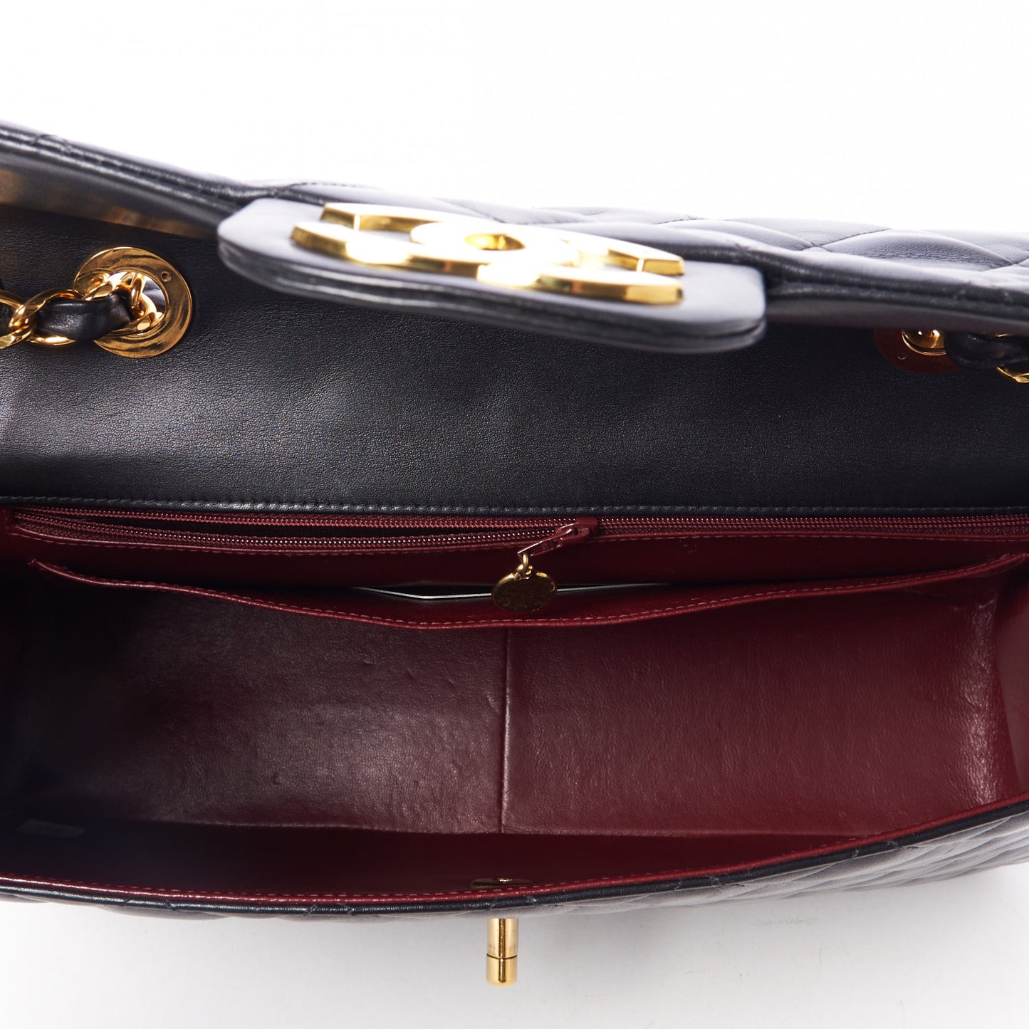 Lambskin Quilted XL Jumbo Single Flap Black