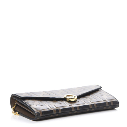 Fendi Vitello Soft F is Fendi Bi-Color FF 1974 Embossed Continental Envelope Wallet On Chain Maya Black 3 of 10