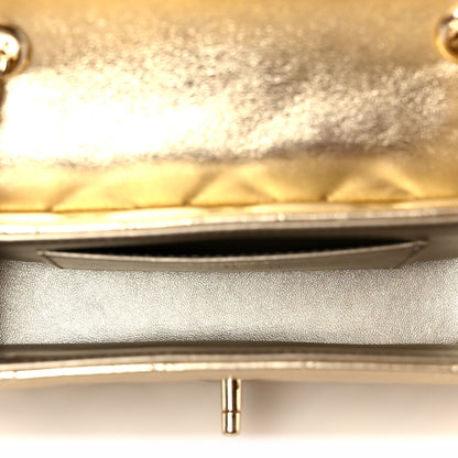 Chanel Metallic Lambskin Quilted Mini Chain Flap Gold 4 of 9