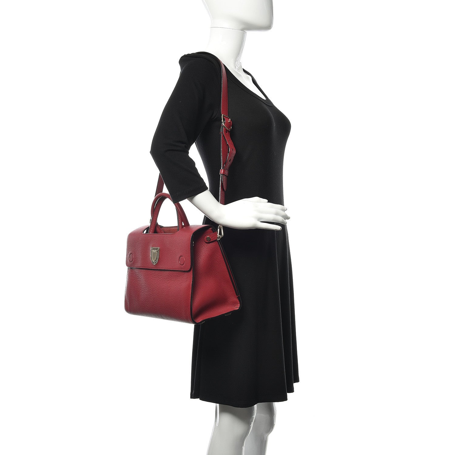 Christian Dior Bullcalf Medium Diorever Flap Red 2 of 11