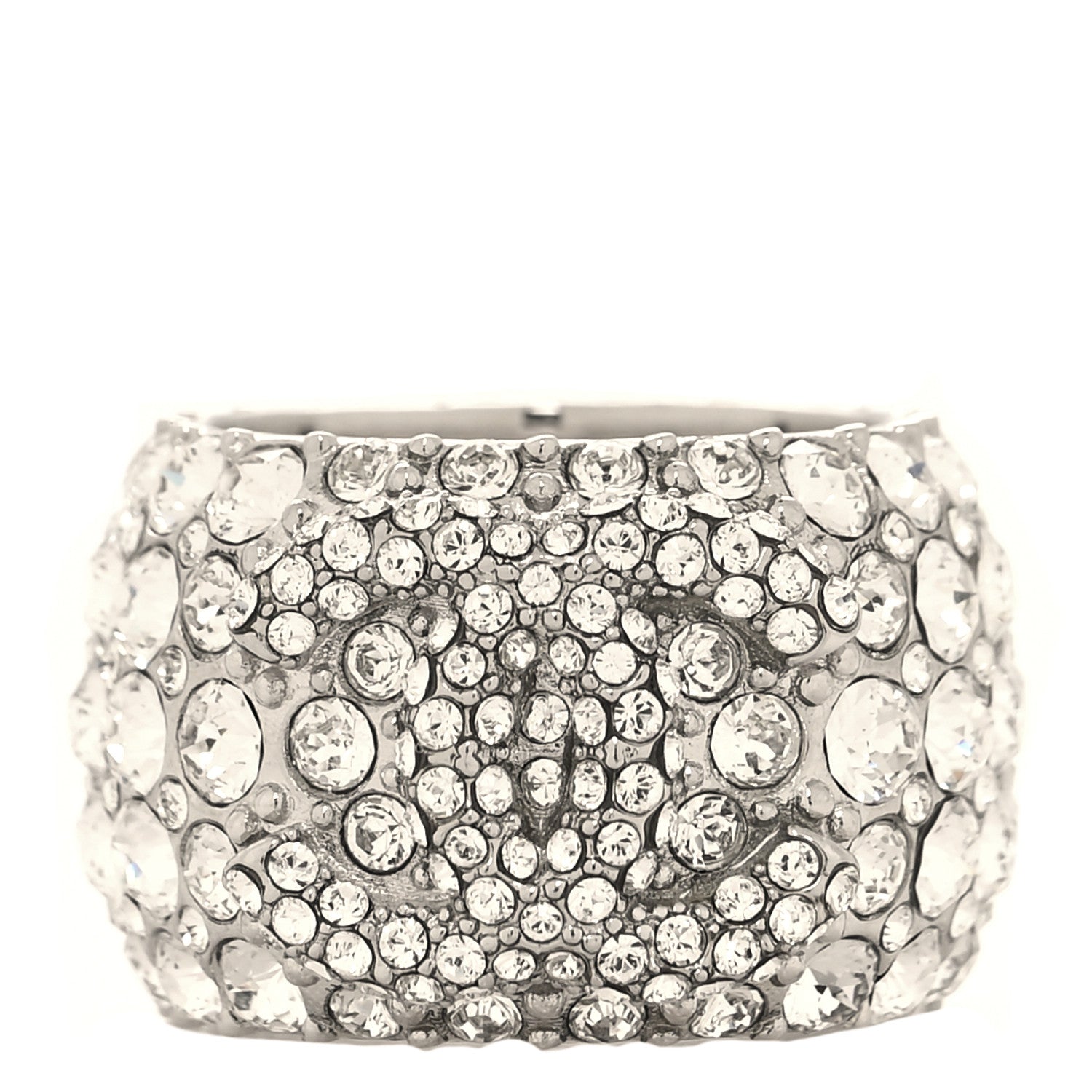Chanel Crystal CC Ring 52 6 Silver 1 of 5