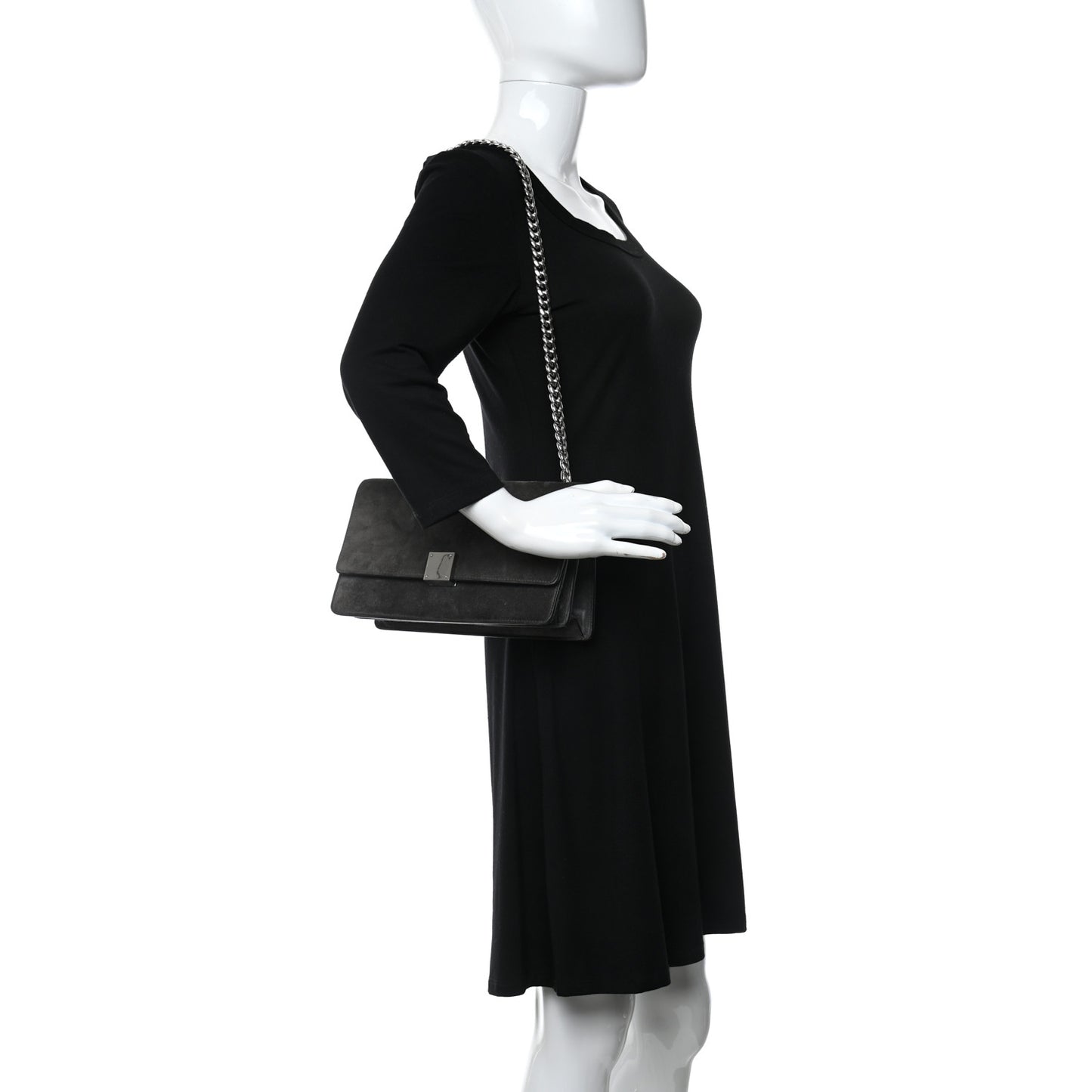 Suede Small Case Chain Flap Grey