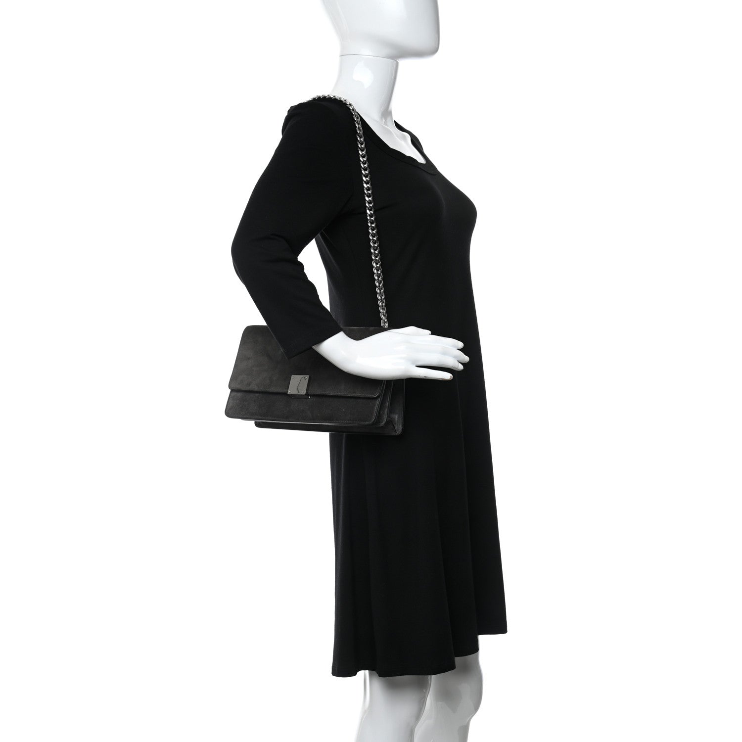 Celine Suede Small Case Chain Flap Grey 3 of 12