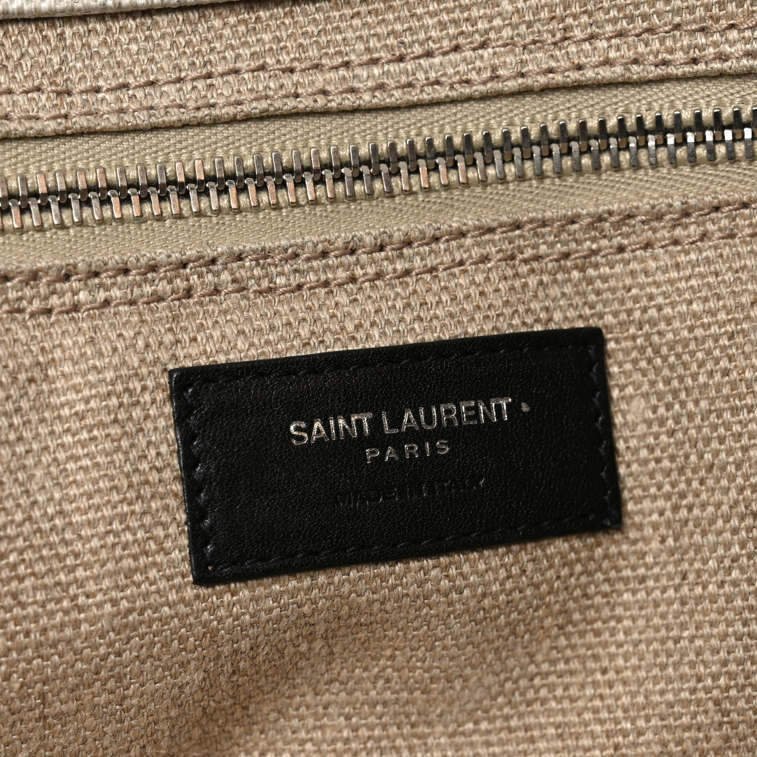Saint Laurent Linen Calfskin Rive Gauche Tote Optic White 6 of 10