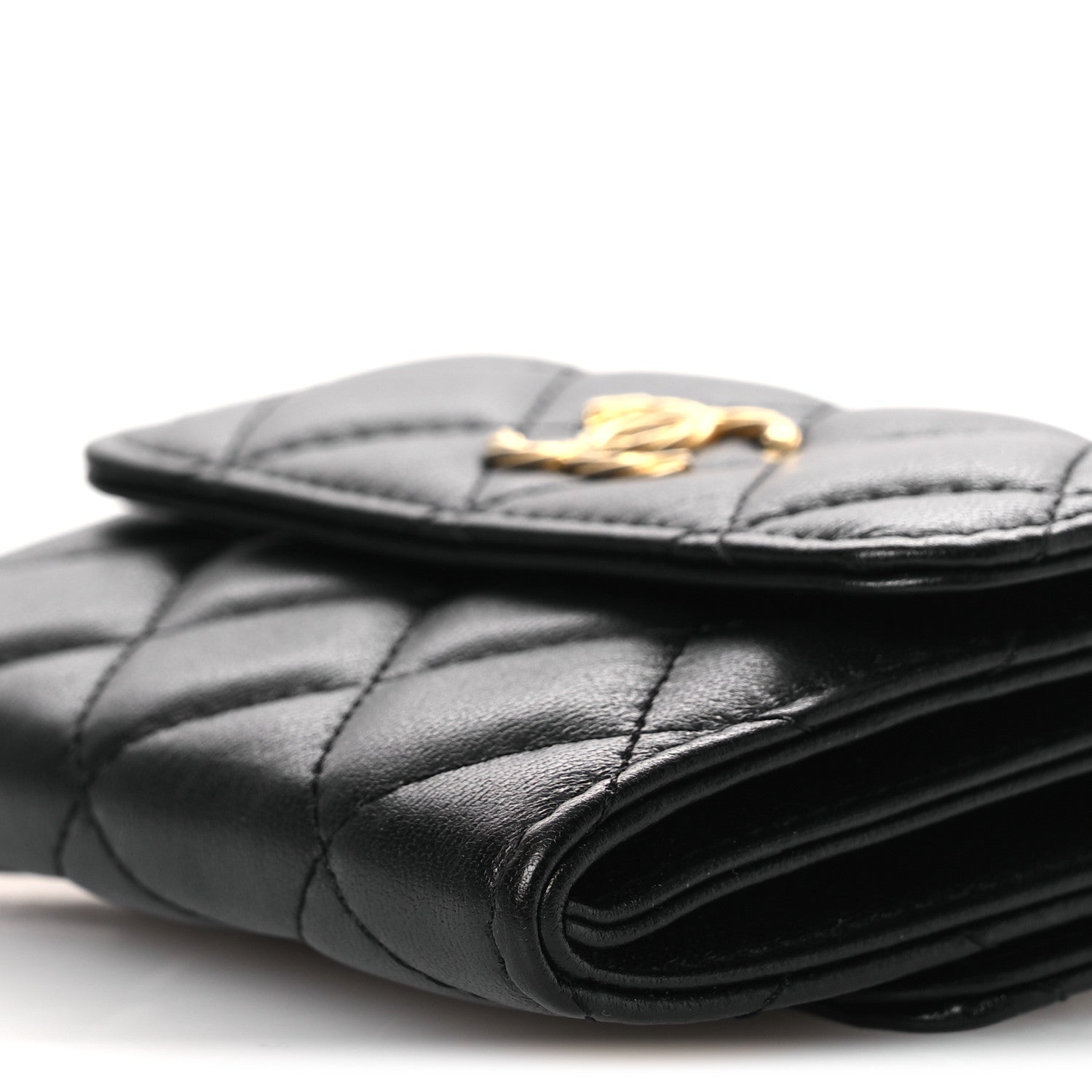 Chanel Lambskin Quilted Card Holder with Chain Black 11 of 11