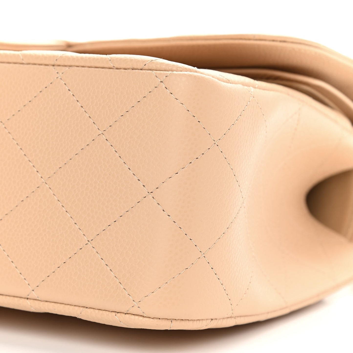 Caviar Quilted Jumbo Double Flap Beige