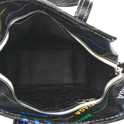 Balenciaga Agneau Arena Logo Multicolor Print XS Bazar Shopper Tote Black Multicolor 5 of 13