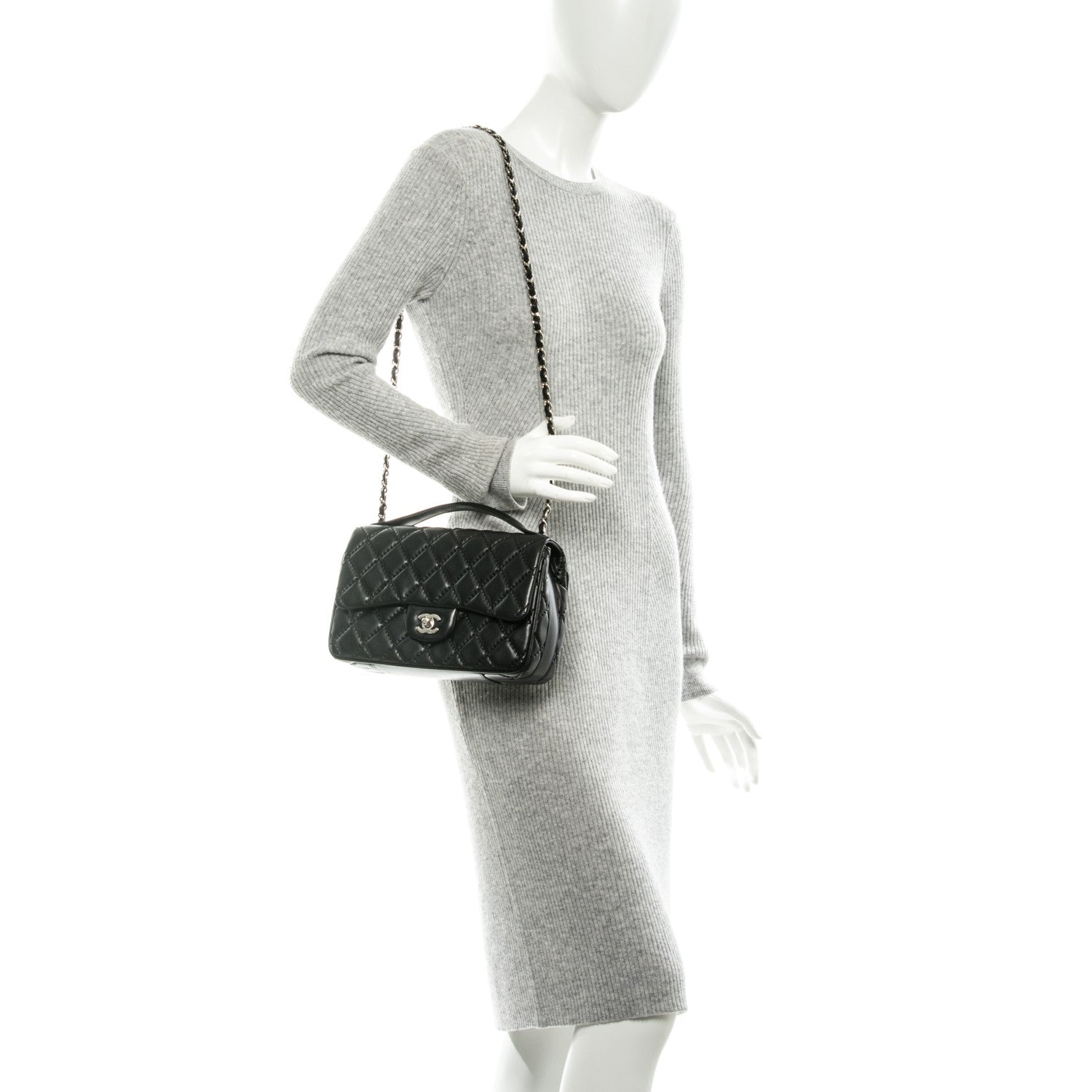 Chanel Lambskin Quilted Medium Easy Carry Flap Black 2 of 8