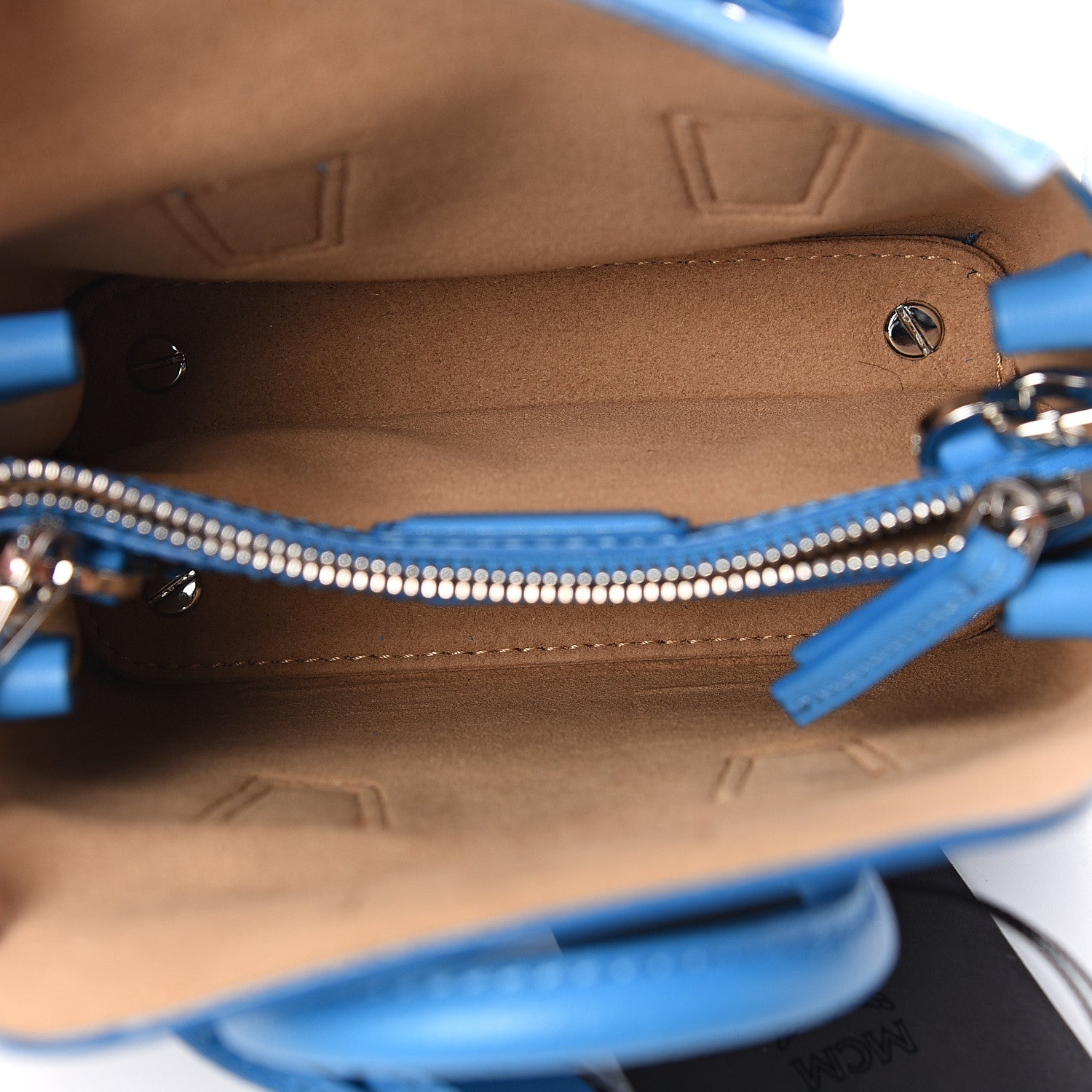 MCM Grained Calfskin X-Mini Milla Tote Tile Blue 4 of 7