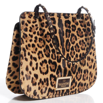 Valentino Garavani Calf Hair Leopard Print Rockstud Shoulder Satchel 3 of 9