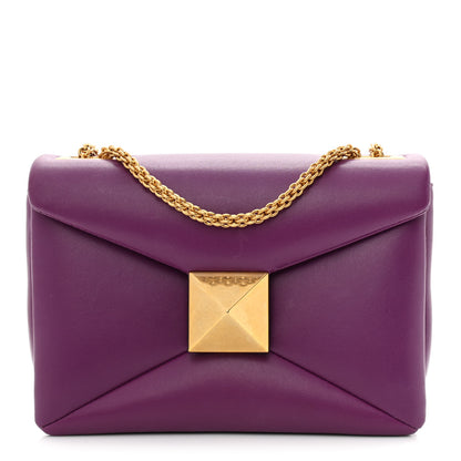 Valentino Garavani Nappa One Stud Chain Clutch Prune 1 of 13