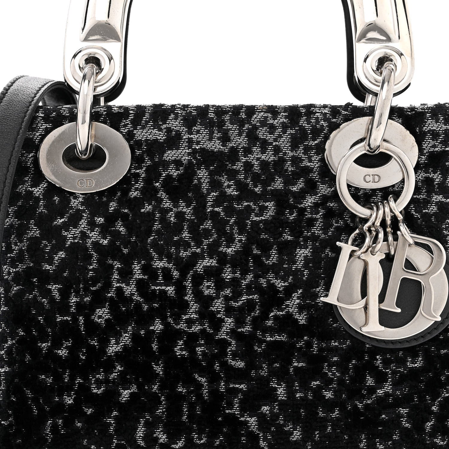 Christian Dior Velvet Leopard Print Mini Lady Dior Black 8 of 10