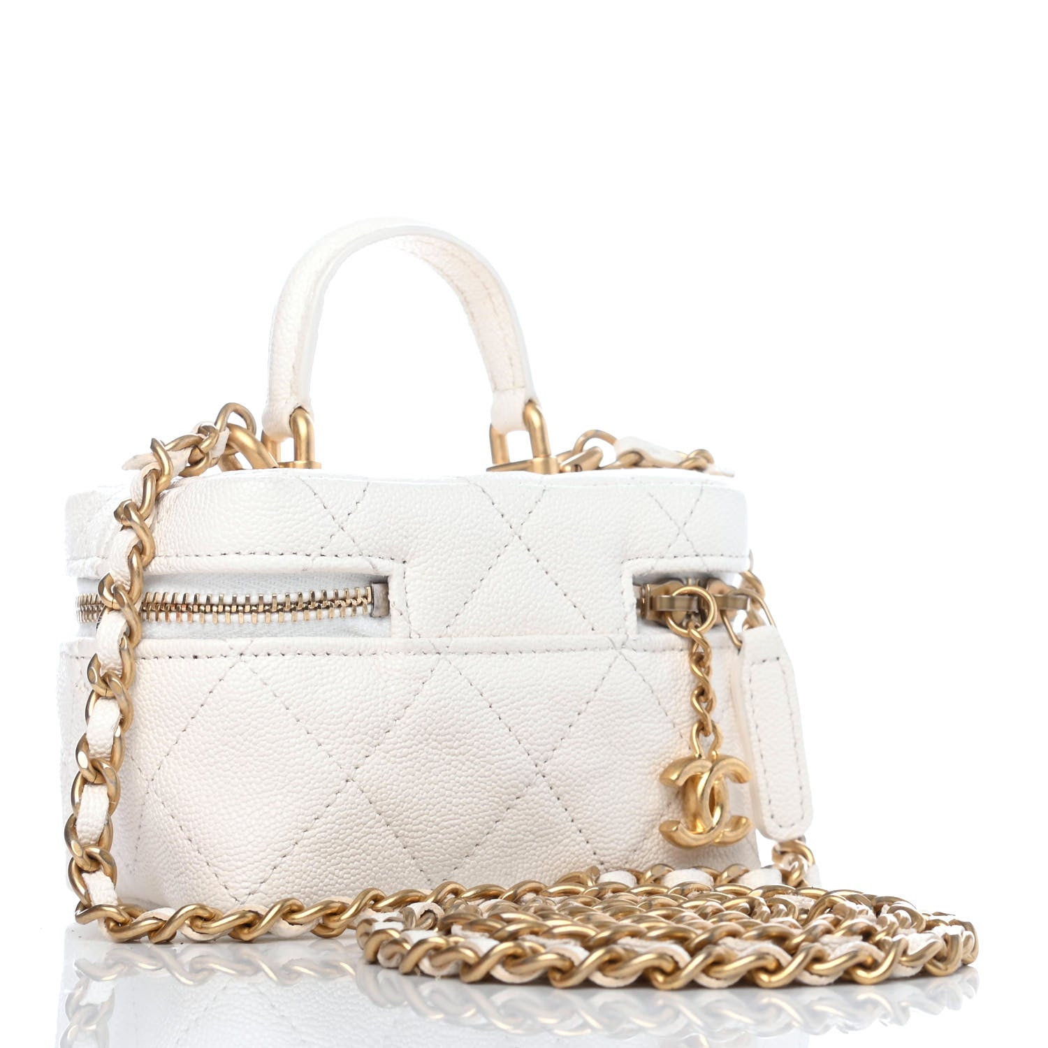 Chanel Caviar Quilted Mini Top Handle Vanity With Chain White 2 of 4