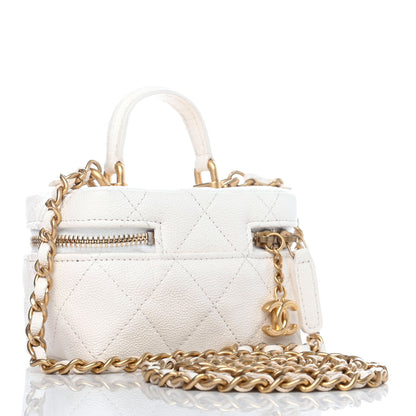 Chanel Caviar Quilted Mini Top Handle Vanity With Chain White 2 of 4